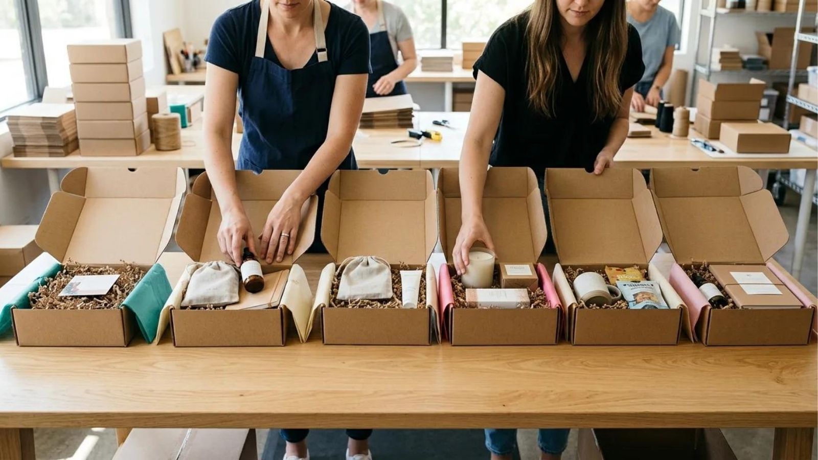 Préparation et emballage de cadeaux clients en série