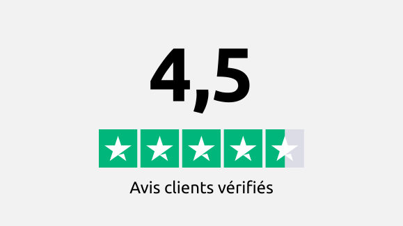 Note moyenne de 4,5 / 5 basée sur des avis Trustpilot vérifiés